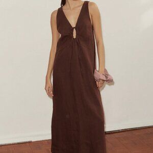 Deiji Studios Keyhole Dress in Burgundy NWT